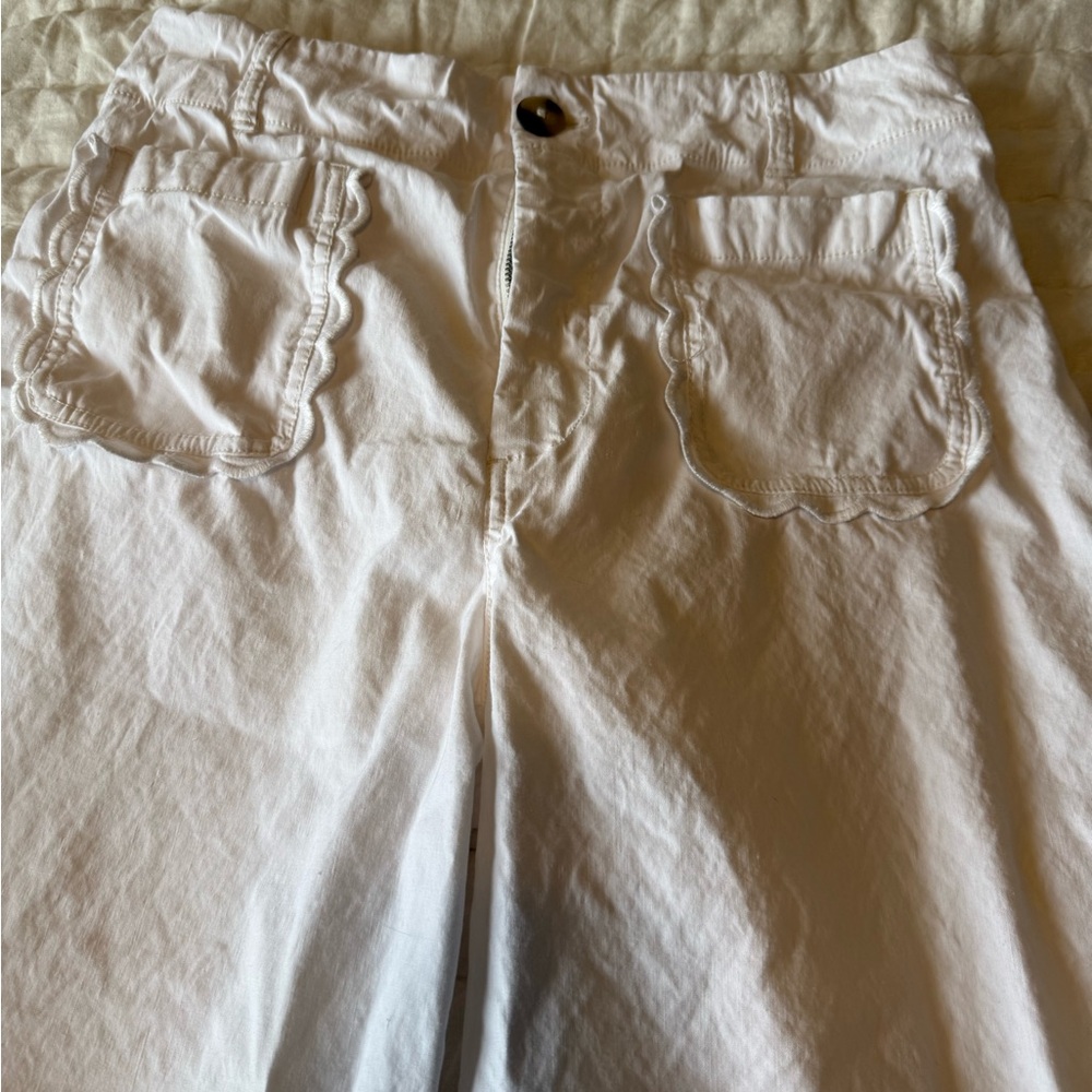Maeve Scalloped White Trousers - Cropped Petite - Picture 5 of 6